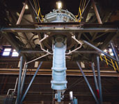 The hydraulically operated rotating distributor is extremely precise when layering input materials in blast furnaces.